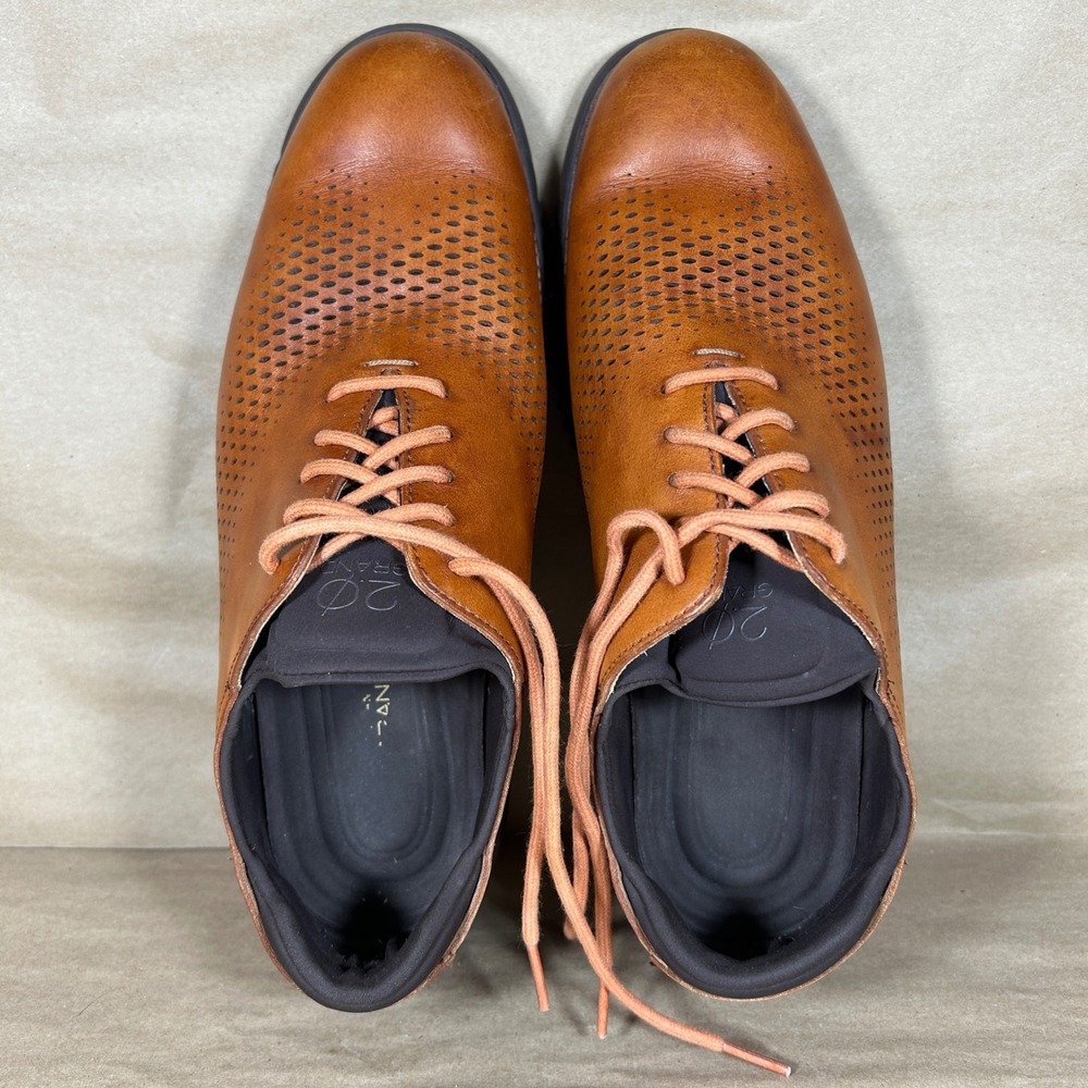 Cole Haan 2.ZeroGrand Oxford Mens 8.5 Brown Solid Leather Laser Wingtip Shoes - Picture 10 of 10